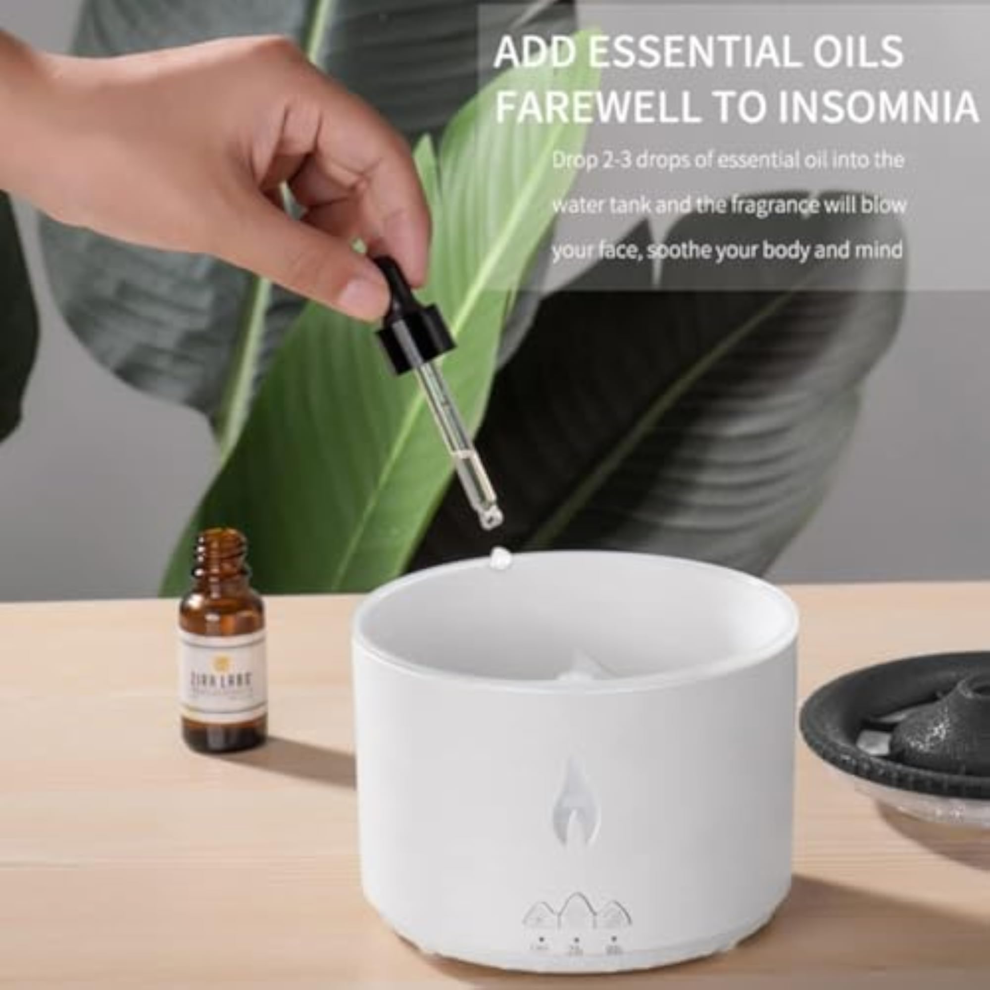 Koshiya 300ML Aromatherapy Diffuser with Flame and Volcano Mist Modes